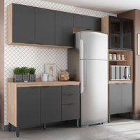Cozinha Completa Firenze 11 Portas 2 Gavetas Avena Touch/Grafito - 621279