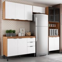 Cozinha Completa Firenze 11 Portas 2 Gavetas Amêndola Touch/Branco 621281