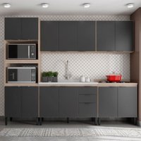 Cozinha Completa Firenze 14 Portas 2 Gavetas Avena Touch/Grafito - 621287