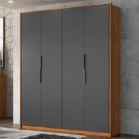 Guarda-Roupa Casal Attore 4 Portas 3 Gavetas Amêndola Touch/Grafito - 621292