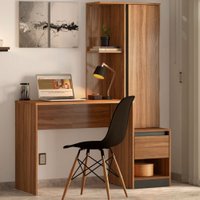 Mesa Escrivaninha com Armário Morada 1 Porta 1 Gaveta Amêndola Touch/Grafito 621311