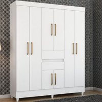 Guarda-Roupa Solteiro Munique 8 Portas 2 Gavetas Branco 621337