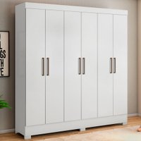 Guarda-Roupa Casal Prático 6 Portas 3 Gavetas Branco - 621342