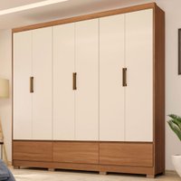 Guarda-Roupa Casal Himalaia 6 Portas 3 Gavetas Amêndola Touch/Off White 621343