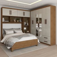 Guarda-Roupa Casal Modulado com Cama Paradise 10 Portas com Espelho 6 Gavetas 622518