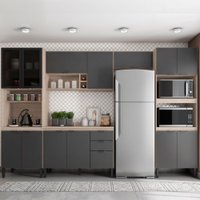 Cozinha Completa Firenze 14 Portas 2 Gavetas Avena Touch/Grafito - 621283