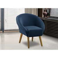Poltrona Para Sala Decorativa Milena Veludo Azul Adonai Estofados