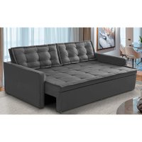 Sofá Cama Retrátil e Reclinável 1,90m com Molas Luara Suede Cinza Adonai Estofados
