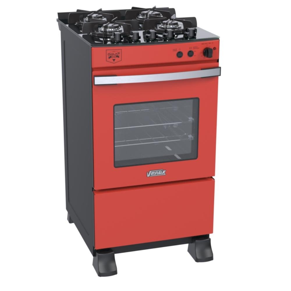 Fogão 4 Bocas Venax Gaudi Vetro Vitreo Vermelho Mesa em Vidro - 110v - 22157