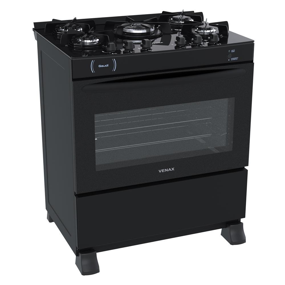 Fogão 5 Bocas Venax Gaudi Vetro Vitreo Preto Mesa em Vidro - Bivolt Fogão 5 Bocas Venax Gaudi Vetro Vitreo Preto Mesa em Vidro - Bivolt