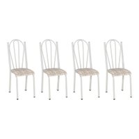 Kit 4 Cadeiras de Cozinha Alasca Estampado Rattan Pés de Ferro Branco - Pallazio