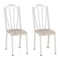 Kit 2 Cadeiras de Cozinha Alasca Estampado Rattan Pés de Ferro Branco - Pallazio