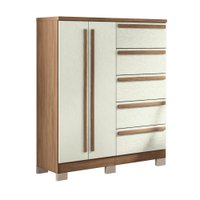 Comoda Grande Malaga Gold com Pes 2 Portas 5 Gavetas Santos Andira Jatobá/Areia