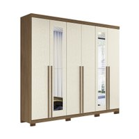 Guarda Roupa Casal 6 Portas e 4 Gavetas com Pes e Espelho Versalhes Gold Santos Andirá - 620299