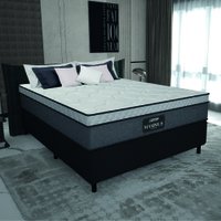 Cama Box Casal Colchão Molas Ensacadas Pillow Maximus 138x188x63cm Cinza / Preto Gazin - Suporta até 120Kg por Pessoa