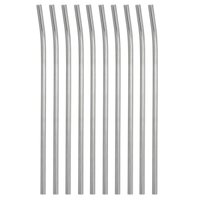 Conjunto 10 Canudos De Aço Inox Reutilizável Ecológico Curvado 6,3mm 21cm