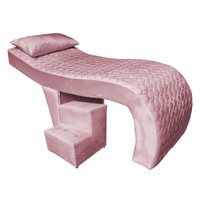 Maca Estética Ergonômica Matelassê 0,80m Isabella com Escada Veludo Rosa Bebê - Pallazio