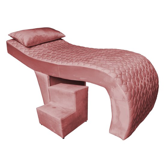 Maca Estética Ergonômica Matelassê 0,60m Isabella com Escada Veludo Rosê - Pallazio