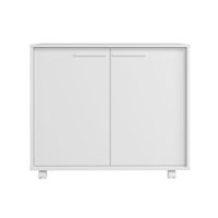 Balcão em MDP com 2 Portas 2 Prateleiras e 4 Pés com Rodízios BRV Móveis - Branco