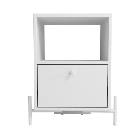 Mesa Lateral em MDP com 1 Gaveta 1 Prateleira e 1 Nicho BRV Móveis - Branco