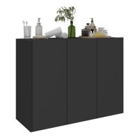 Balcão Multiuso Organizador para Banheiro 3 Portas 90cm Multimóveis MP5039 Preto