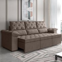 Sofá Retrátil 3 Lugares 2,10m York Suede Marrom