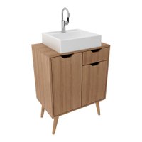Gabinete Banheiro 60cm 2 Portas e 1 gaveta Retrô Multimóveis CR10118 Amêndoa
