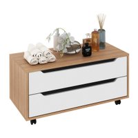Gabinete Banheiro 80cm 2 Gavetas Retrô com Rodízios Multimóveis CR10121 Amêndoa/Branco