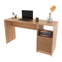 Escrivaninha/Mesa Escritório 135,8cm 2 Gavetas e Nicho Multimóveis CR25262 Amêndoa