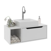 Gabinete Banheiro 80cm com 1 Porta e Nicho Multimóveis CR10122 Branco