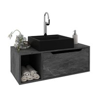 Gabinete Banheiro 80cm com 1 Porta e Nicho Multimóveis CR10122 Mármore Lunar