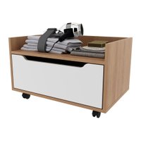 Gabinete Banheiro 60cm com 1 Gaveta e Rodízios Multimóveis CR10124 Amêndoa/Branco