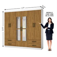 Guarda Roupa Casal Lu 6 portas 4 Gavetas Com Espelho Carioca Móveis