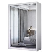 Guarda Roupa Solteiro Turim Premium 2 Portas de Correr e Espelho Carioca Móveis Branco