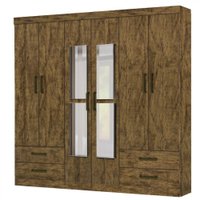 Guarda Roupa Casal Lu 6 Portas 4 Gavetas Com Espelho Carioca Móveis 626407