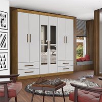 Guarda Roupa Casal Lu 6 Portas 4 Gavetas Com Espelho Carioca Móveis - 626409