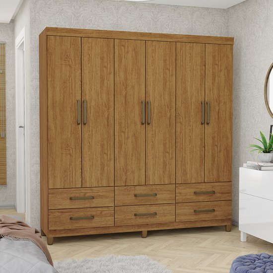 Guarda Roupa D22 6 Portas 6 Gavetas Com Pés Carioca Móveis - 626425