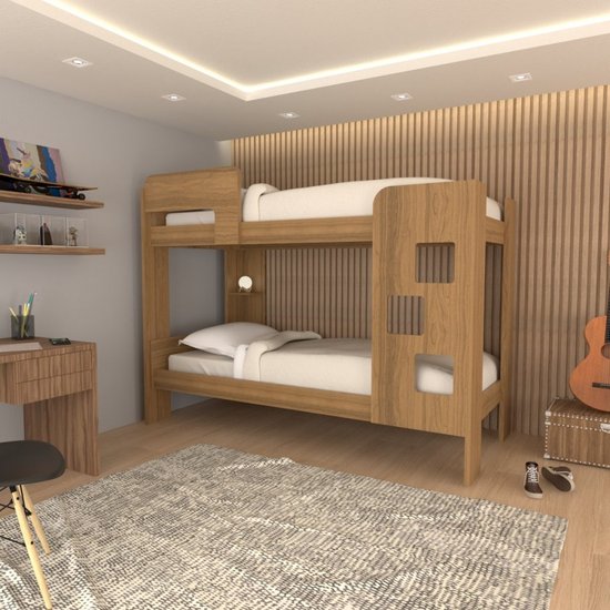 Beliche Escadinha 1 Prateleira 100% MDF Grade de Proteção Marrom