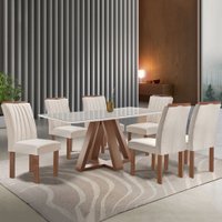 Mesa de Jantar 6 Lugares Kyra/Arizona com Vidro