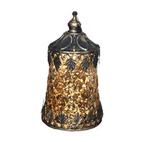 Lanterna Decorativa em Vidro com LED Dourado 12X7X7cm - D'Rossi