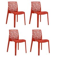 Conjunto 04 Cadeiras Gruvyer Sala de Jantar Vermelha - D'Rossi