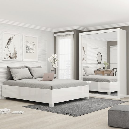 Quarto Completo de Casal Turim Premium e Cama Paula Carioca Móveis Branco