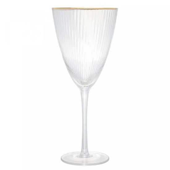 2 Taças de Vinho Lines com Borda Dourada 400ml Wolff