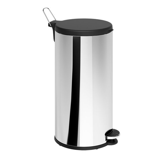 Lixeira Brinox Inox Com Pedal Tampa Preta 20 Litros