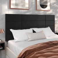 Cabeceira Suspensa Estofada Encanto Cama Box Casal 1,40 Decoração Quarto - Preto Suede - Lojas RPM