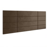 Cabeceira Suspensa Estofada Encanto Cama Box Casal 1,40 Decoração Quarto - Marrom Suede - Lojas RPM