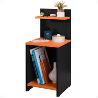 Mesa Cabeceira Fantasy Nicho Porta Objetos Prateleira Organizadora Mesinha Lateral Decoração Quarto Preto/Cinamomo - RPM