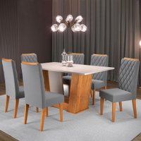 Mesa de Jantar 6 Lugares Squash - 624167 Mel/Blonde/Veludo Cinza