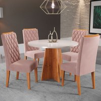 Mesa de Jantar 4 Lugares Disney - 624176 Mel/Blonde/Veludo Rosa