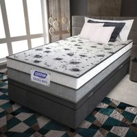 Cama Box Baú Solteiro Colchão Espuma D33 Fort 88x188x62cm Cinza / Branco Gazin  - Suporta até 150kg por Pessoa
